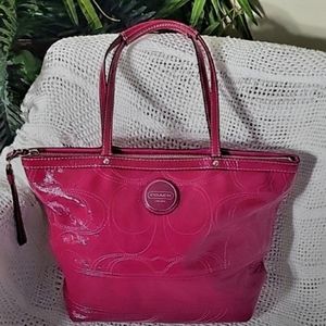 Coach Signature Patent Leather Tote Bag